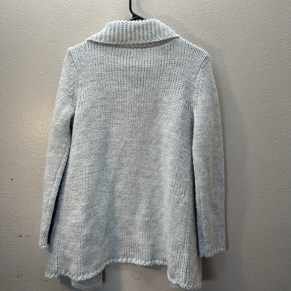 J JILL Alpaca Blend Chunky Knit Cardigan Sweater Shawl Collar Gray Longline XS - Picture 4 of 4